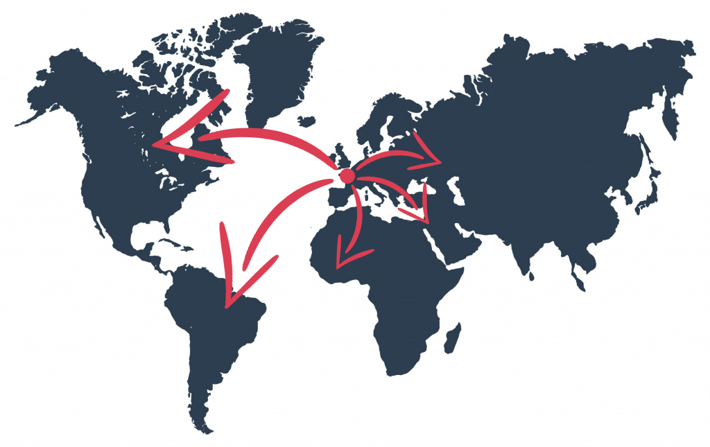 Carte avec fleches exportation